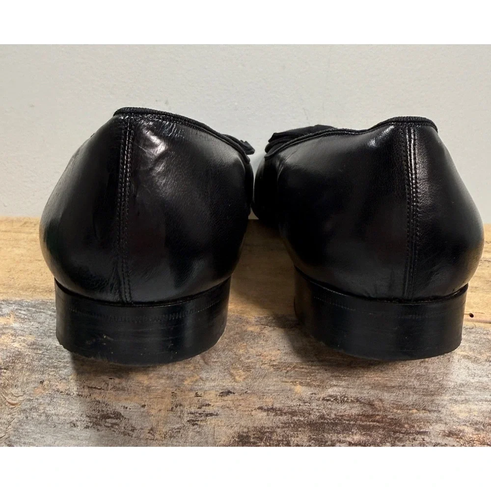 Polo Ralph Lauren Mens Black Leather Opera Pumps Formal Bow Loafers 10.5 D Italy